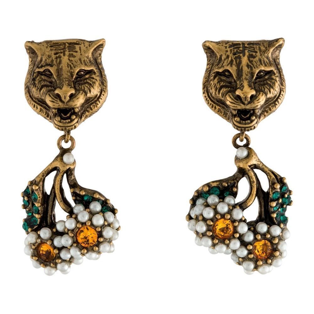 Brand new with box Gucci
Faux Pearl & Crystal Feline Cherry Drop Earrings - Picture 5 of 8